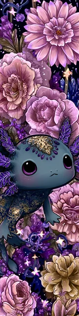 Free kawaii axolotl bookmark featuring a peering blue kawaii axolotl